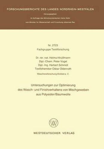 Cover image for Untersuchungen Zur Optimierung Des Wasch- Und Finishverhaltens Von Mischgeweben Aus Polyester/Baumwolle