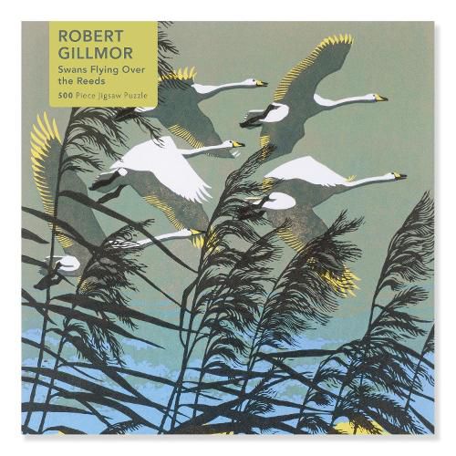 Cover image for Jigsaw: Robert Gillmor, Swans Flying Over The Reeds (500-piece)