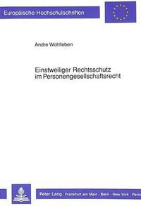 Cover image for Einstweiliger Rechtsschutz Im Personengesellschaftsrecht