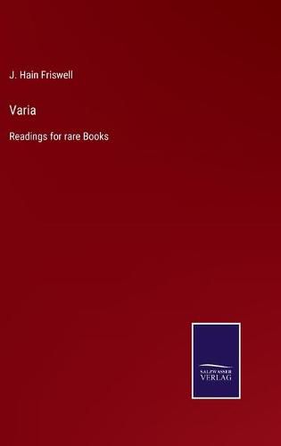 Cover image for Varia: Readings for rare Books