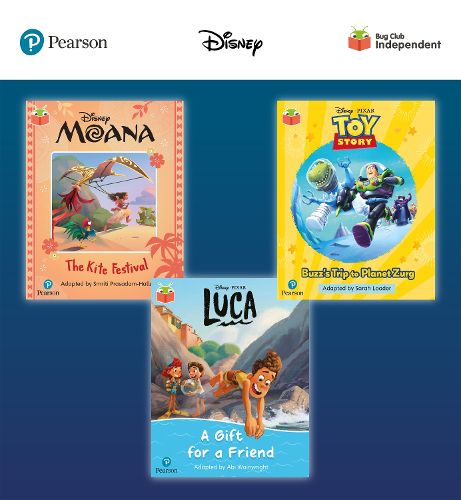 Cover image for Pearson Bug Club Disney Year 1 Pack B, including decodable phonics readers for phase 5: Moana: The Kite Festival, Toy Story: Buzz's Trip to Planet Zurg, Luca: A Gift for a Friend