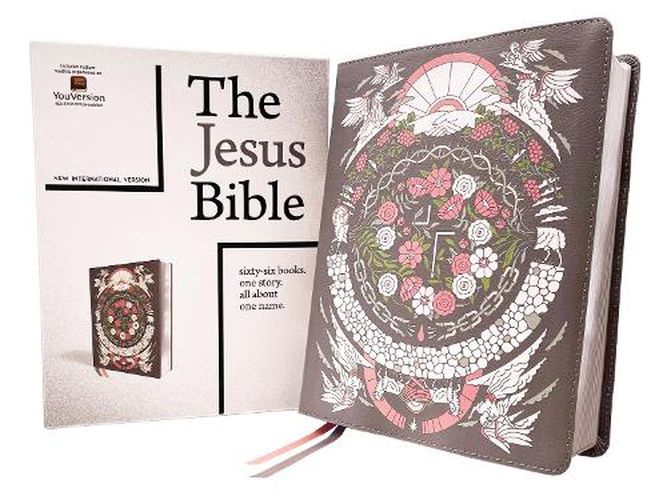 Cover image for The Jesus Bible Artist Edition, NIV, Leathersoft, Gray Floral, Comfort Print