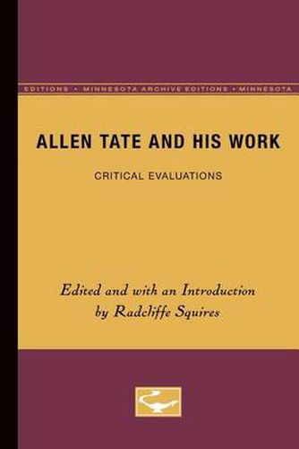 Cover image for Allen Tate and His Work: Critical Evaluations