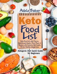 Cover image for Keto Food List: Ketogenic Diet Quick Guide for Beginners: Keto Food List with Macros, Nutritional Charts Meal Plans & Recipes with Calories Net Carbs Fat for Healthy Weight Loss.