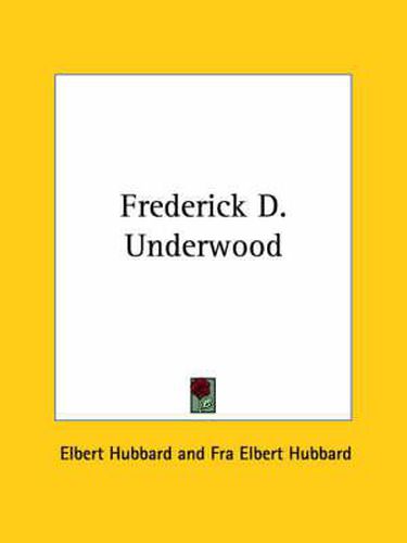 Cover image for Frederick D. Underwood
