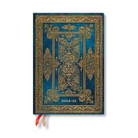 Cover image for Paperblanks 2024-2025 Weekly Planner Blue Luxe Luxe Design 18-Month Flexis MIDI Horizontal Elastic Band 224 Pg 80 GSM