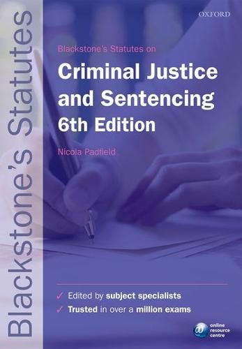 Cover image for Blackstone's Statutes on Criminal Justice & Sentencing