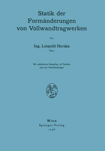 Cover image for Statik Der Formanderungen Von Vollwandtragwerken