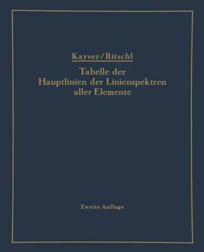 Cover image for Tabelle Der Hauptlinien Der Linienspektren Aller Elemente Nach Wellenlange Geordnet