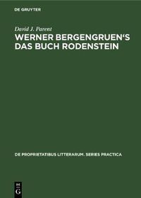 Cover image for Werner Bergengruen's Das Buch Rodenstein: A detailed analysis