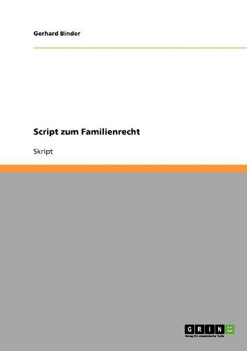 Cover image for Script Zum Familienrecht