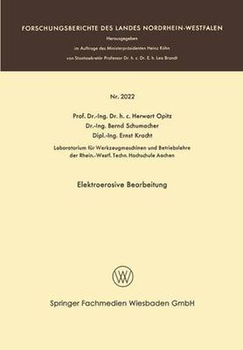 Cover image for Elektroerosive Bearbeitung