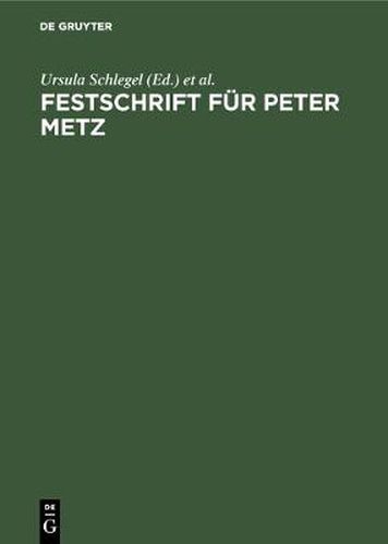 Cover image for Festschrift fur Peter Metz