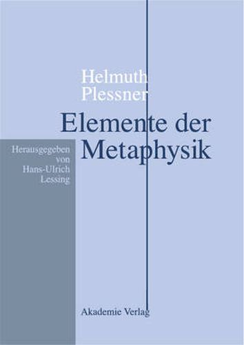 Cover image for Helmuth Plessner, Elemente der Metaphysik