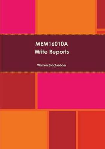 Cover image for Mem16010a Write Reports