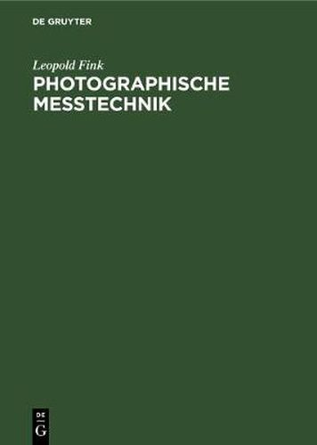 Cover image for Photographische Messtechnik