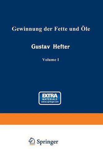 Cover image for Gewinnung Der Fette Und OEle: Allgemeiner Teil