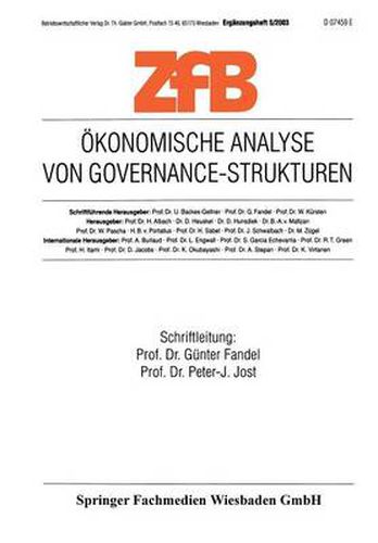 Cover image for Okonomische Analyse Von Governance-Strukturen