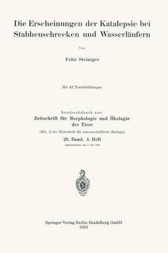 Cover image for Die Erscheinungen Der Katalepsie Bei Stabheuschrecken Und Wasserlaufern
