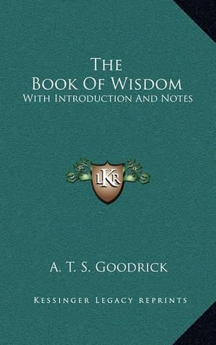 Cover image for The Book of Wisdom: With Introduction and Notes
