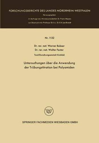 Cover image for Untersuchungen UEber Die Anwendung Der Trubungstitration Bei Polyamiden