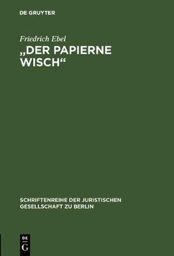 Cover image for Der papierne Wisch