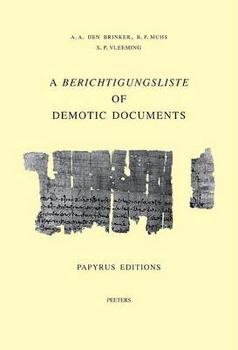 Cover image for A Berichtigungsliste of Demotic Documents