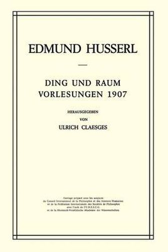 Ding und Raum: Vorlesungen 1907