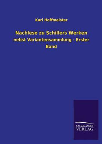 Cover image for Nachlese zu Schillers Werken