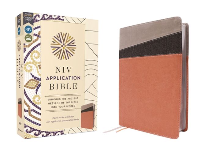 NIV Application Bible, Leathersoft, Coral/Gray, Red Letter, Comfort Print