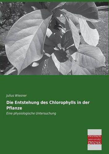 Cover image for Die Entstehung Des Chlorophylls in Der Pflanze