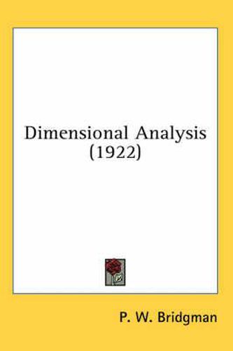 Dimensional Analysis (1922)