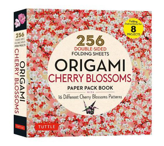 Cover image for Origami Cherry Blossoms Paper Pack Book: 256 Double-Sided Folding Sheets with 16 Different Cherry Blossom Patterns with solid colors on the back (Includes Instructions for 8 Models)