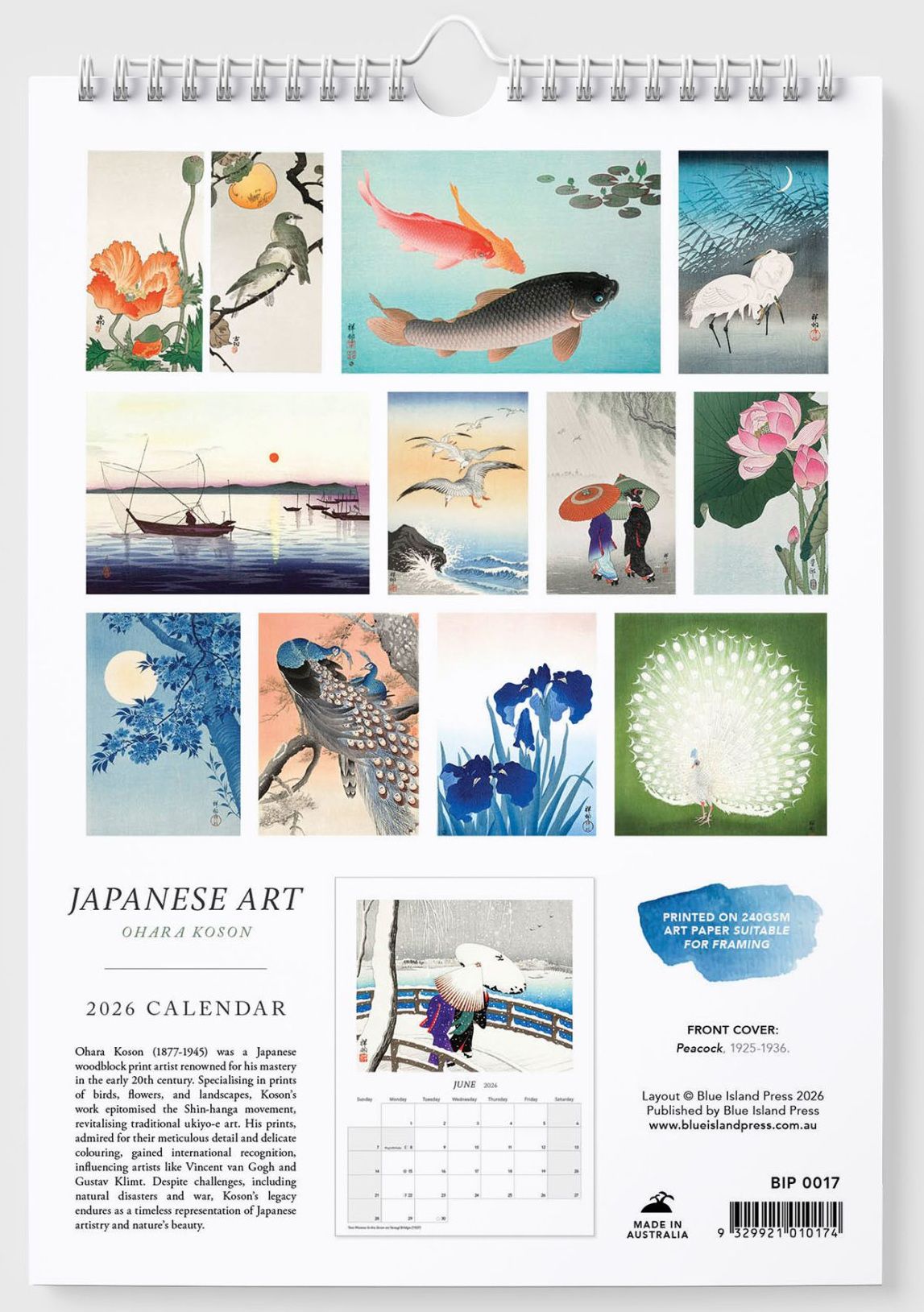 Japanese Art by Ohara Koson 2026 Wall Calendar