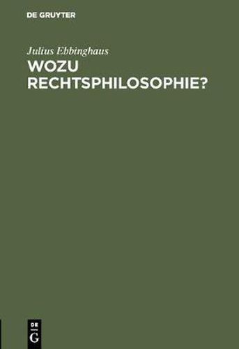 Cover image for Wozu Rechtsphilosophie?