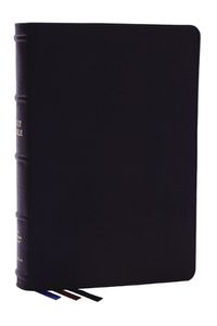 Cover image for NKJV, Large Print Thinline Reference Bible, Blue Letter, Maclaren Series, Genuine Leather, Black, Thumb Indexed, Comfort Print: Holy Bible, New King James Version