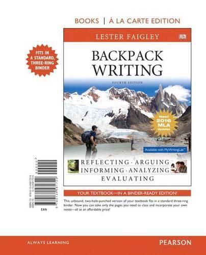 Cover image for Backpack Writing, MLA Update Edition