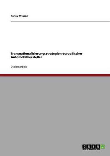 Cover image for Transnationalisierungsstrategien europaischer Automobilhersteller