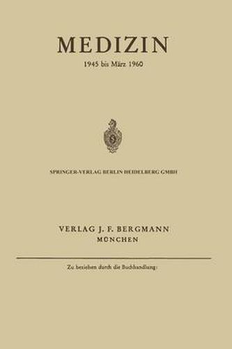 Cover image for Medizin: 1945 Bis Marz 1960