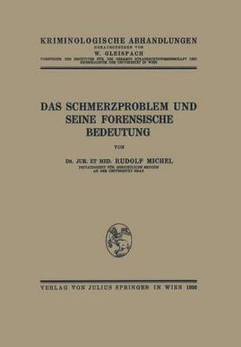 Cover image for Das Schmerzproblem Und Seine Forensische Bedeutung