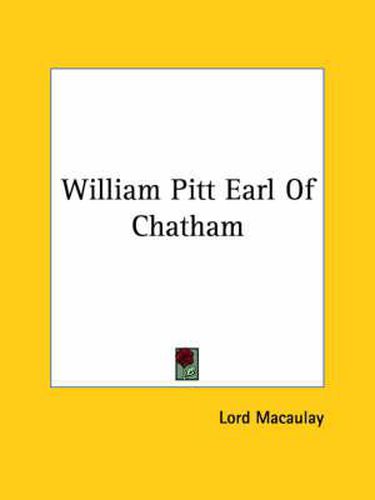 Cover image for William Pitt Earl of Chatham