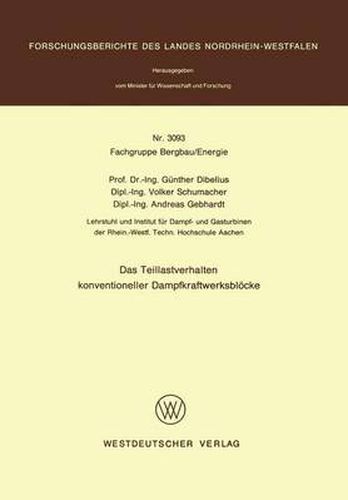 Cover image for Teillastverhalten Konventioneller Dampfk-Raftwerksblocke