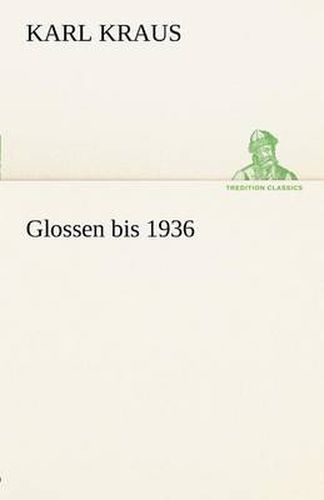 Cover image for Glossen Bis 1936