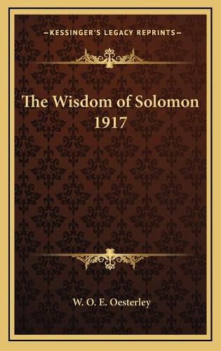 Cover image for The Wisdom of Solomon 1917