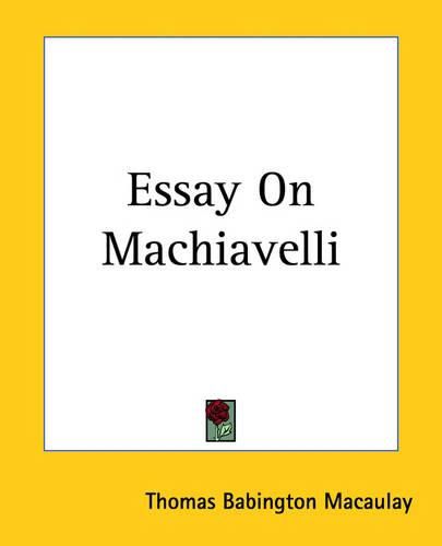 Cover image for Essay On Machiavelli