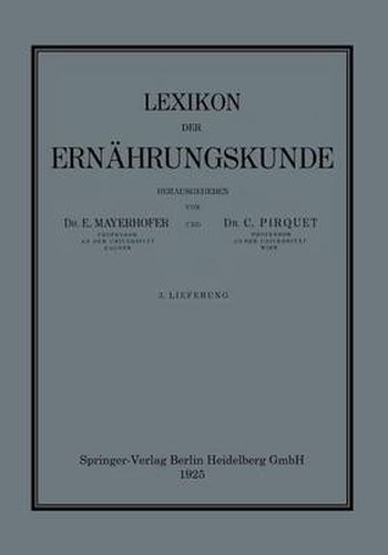 Cover image for Lexikon Der Ernahrungskunde