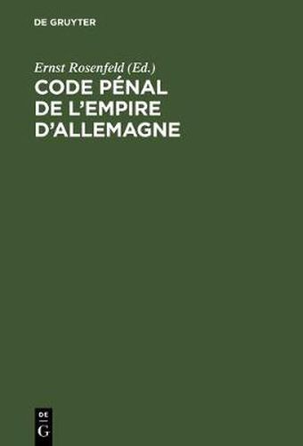 Cover image for Code penal de l'Empire d'Allemagne