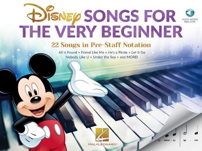 Cover image for Disney Songs for the Very Beginner: 22 Songs in Pre-Staff Notation (Book/Online Audio)