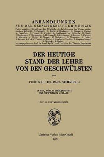 Cover image for Der Heutige Stand Der Lehre Von Den Geschwulsten