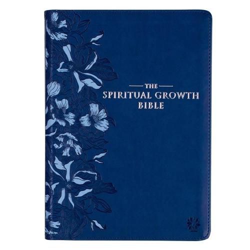 Cover image for The Spiritual Growth Bible, Study Bible, NLT - New Living Translation Holy Bible, Faux Leather, Navy